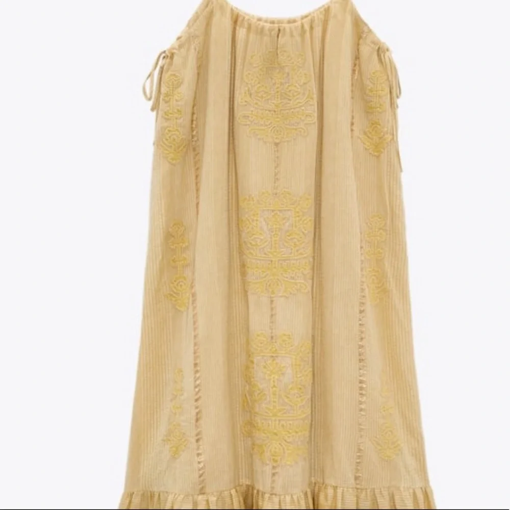 Zara embroidered ruffly embellished long cotton summer dress